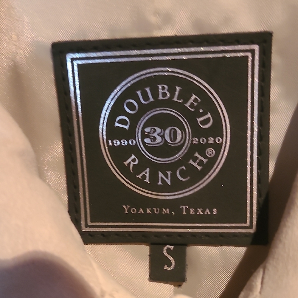 Double D Ranch Cream Leather Fringe Jacket with Blue Embroidery Western Style - Picture 2 of 13